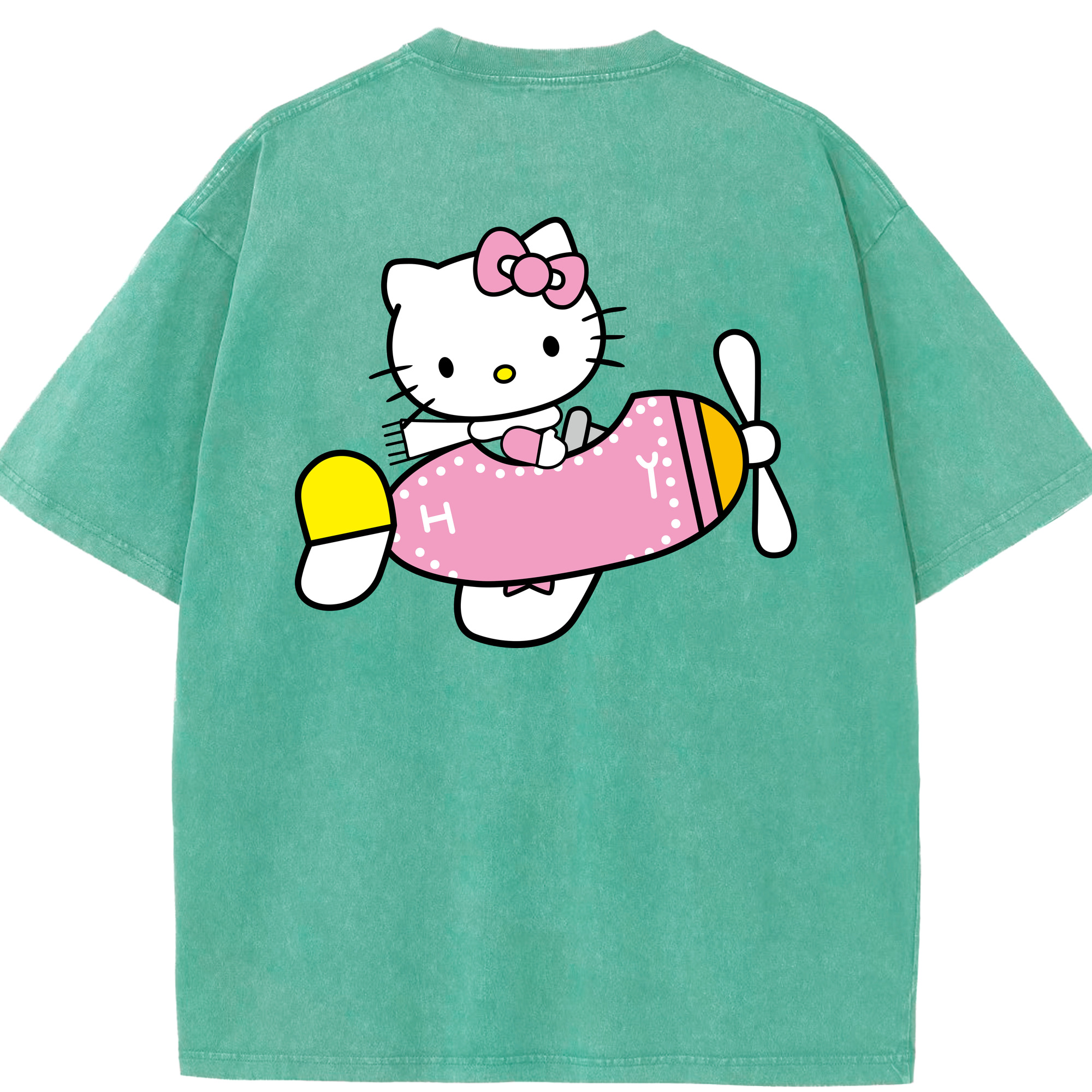 （画像用） Hello Kitty ハローキティ 綿100% ヴィンテージ風 半袖Tシャツ（背面プリント）